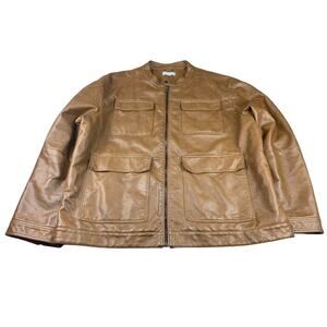 Paulo Solari Men's 5XL Brown Leather Jacket Quilted Lined‎